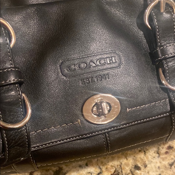 Coach Black Leather Shoulder Bag with Silver Hardware collection vintage gorge - Picture 2 of 6